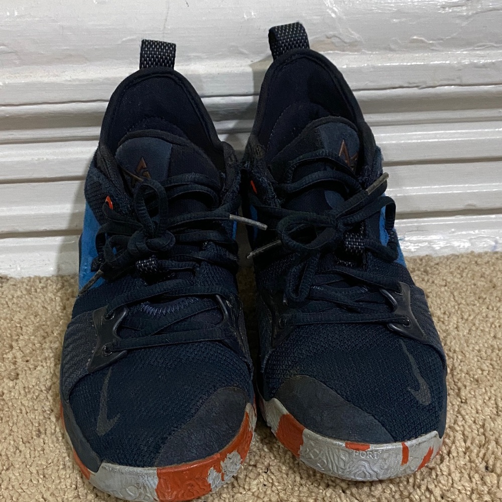 Nike Dark Blue Sneakers with Orange Highlights